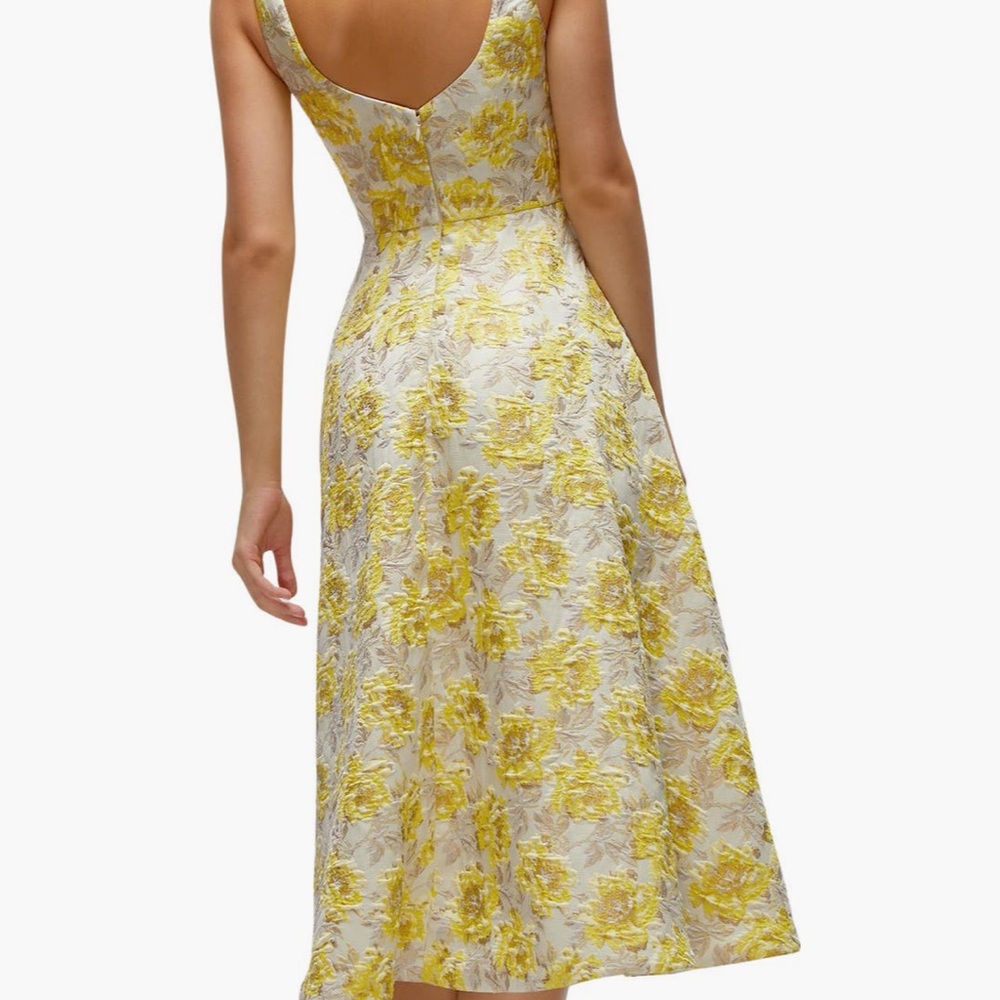 Dessy Collection Yellow Floral Midi Dress - Picture 3 of 9